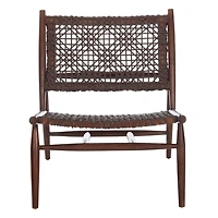 Brown Leather Woven Accent Chair