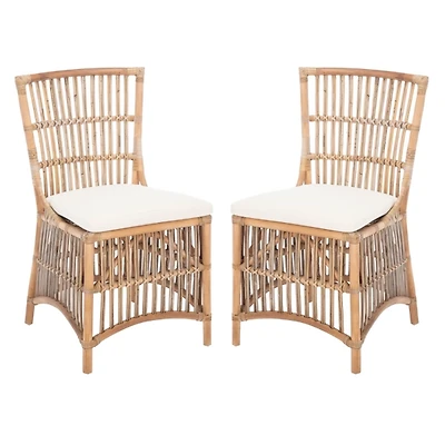 White Rattan Erika Dining Chairs, Set of 2