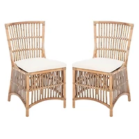 White Rattan Erika Dining Chairs, Set of 2