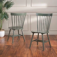 Dark Green Parker Spindle Dining Chairs, Set of 2