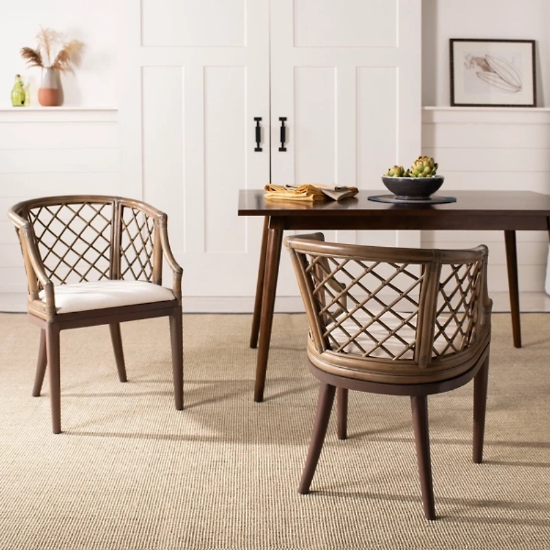 Dark Rattan Curved Back Carlotta Accent Chair