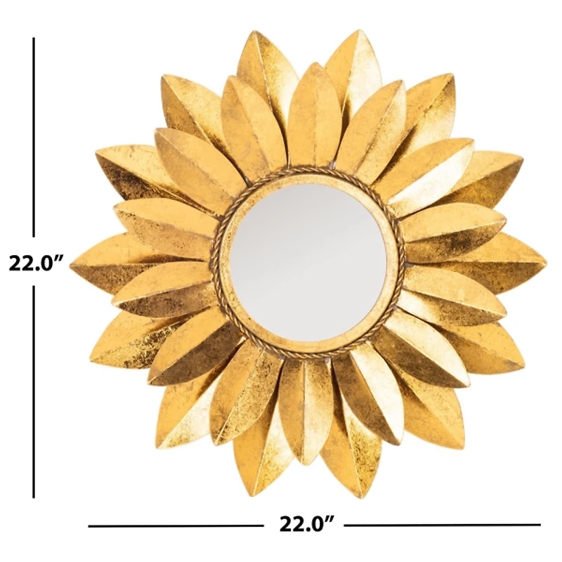 Gold Metal Sunflower Wall Mirror