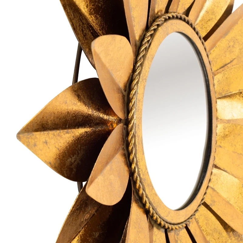 Gold Metal Sunflower Wall Mirror