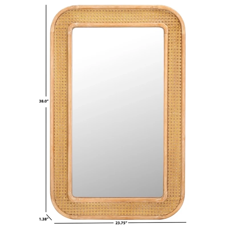 Natural Wood and Rattan Alessa Wall Mirror