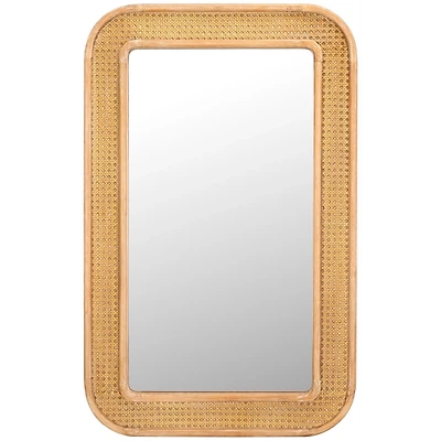 Natural Wood and Rattan Alessa Wall Mirror