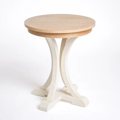 Natural & Cream Wood Bristol Round Accent Table
