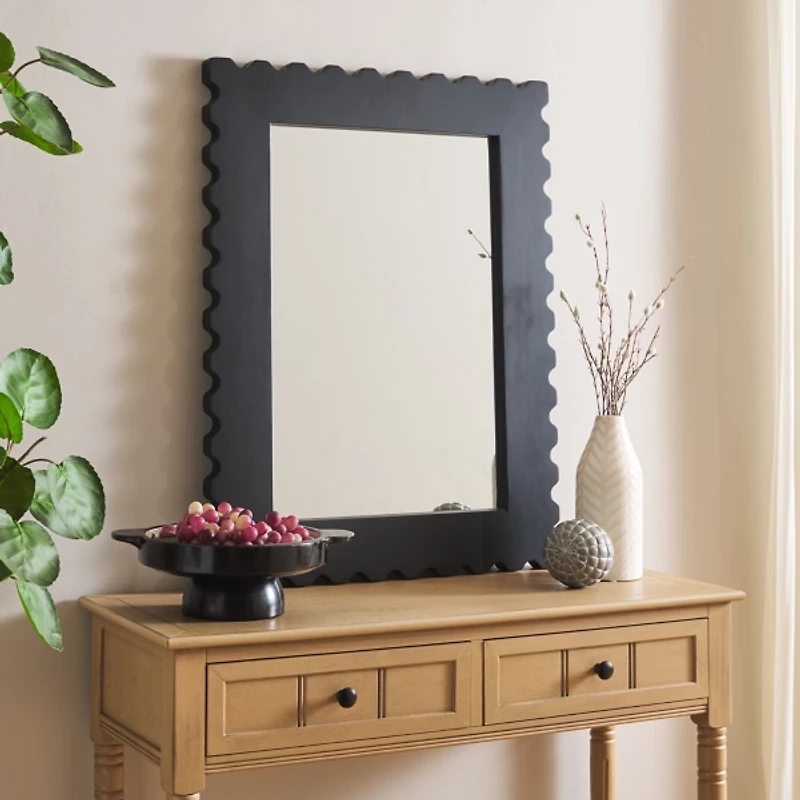Black Angular Scalloped Nadia Wall Mirror