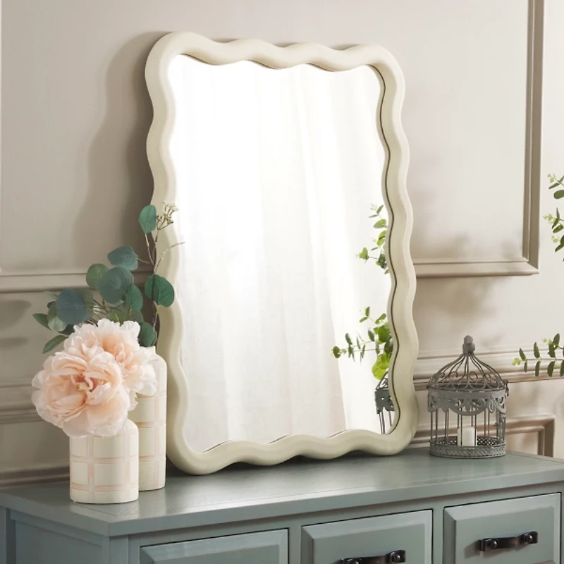 Cream Wavy Izara Wall Mirror