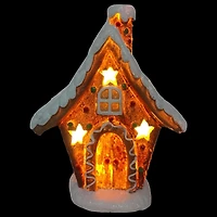 LED Gingerbread House with Star Windows Decoration