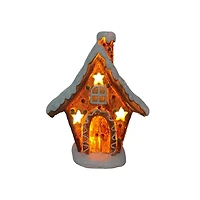 LED Gingerbread House with Star Windows Decoration