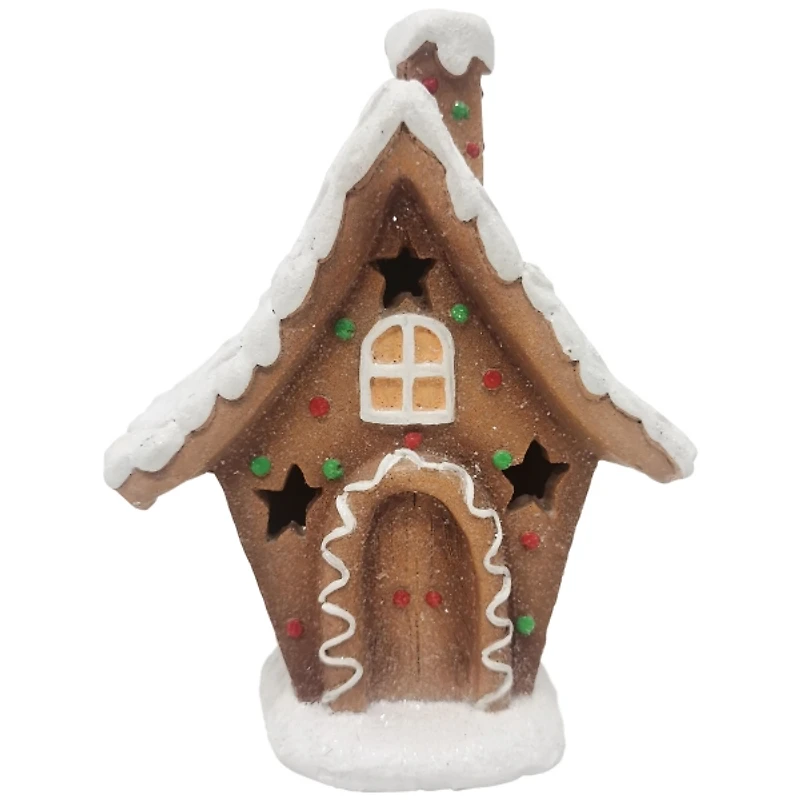 LED Gingerbread House with Star Windows Decoration