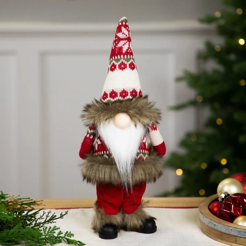 Standing Gnome with Red Knitted Christmas Outfit