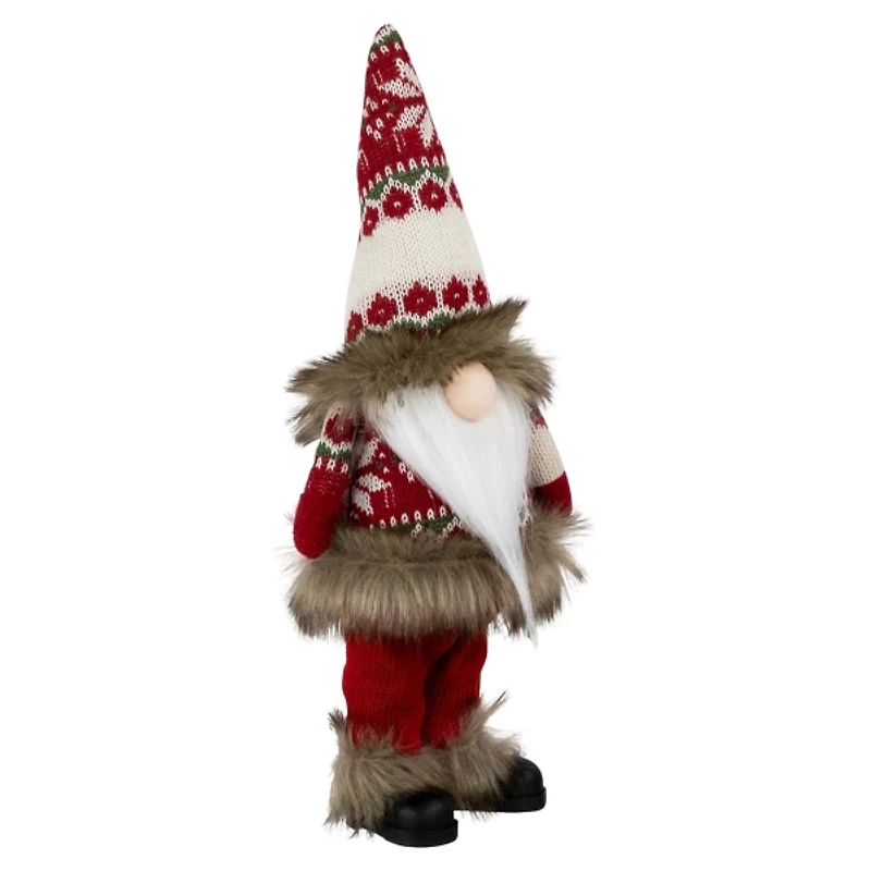 Standing Gnome with Red Knitted Christmas Outfit