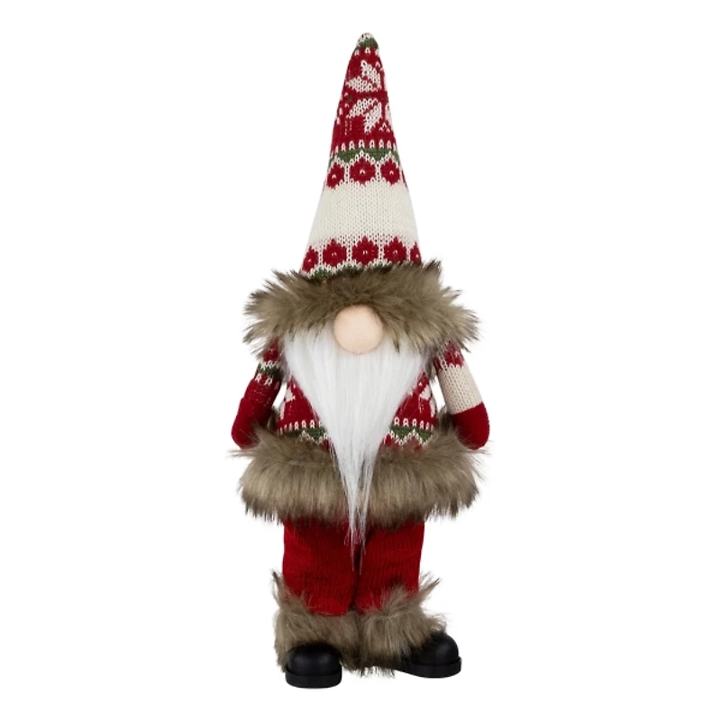 Standing Gnome with Red Knitted Christmas Outfit