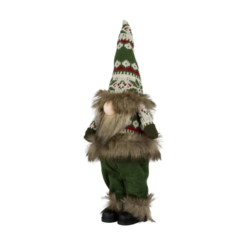 Standing Gnome with Green Knitted Christmas Outfit