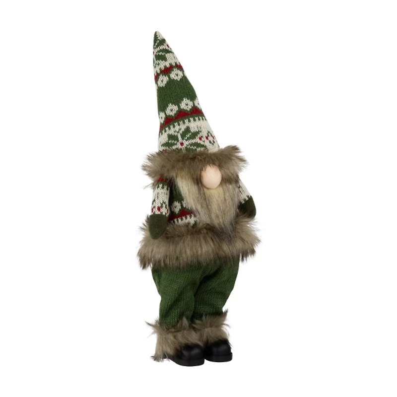 Standing Gnome with Green Knitted Christmas Outfit