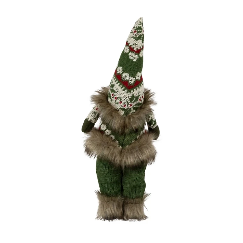 Standing Gnome with Green Knitted Christmas Outfit