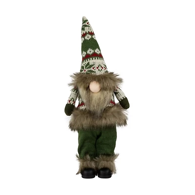 Standing Gnome with Green Knitted Christmas Outfit