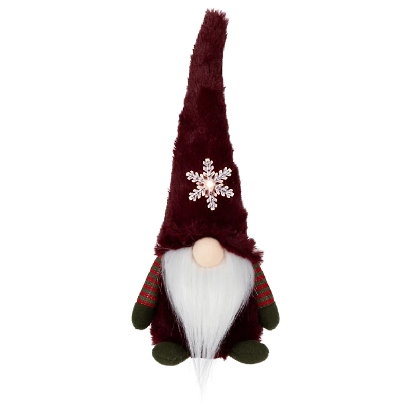 Red Gnome with LED Snowflake