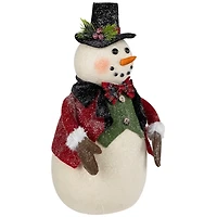 Glittered Snowman with Vest Figurine