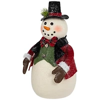 Glittered Snowman with Vest Figurine