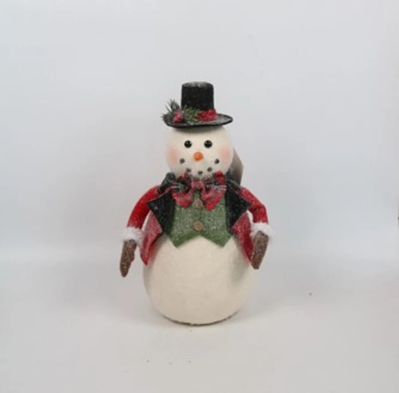 Glittered Snowman with Vest Figurine