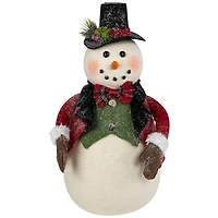 Glittered Snowman with Vest Figurine