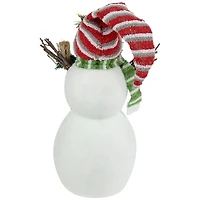 Glittered Snowman with Broom Figurine
