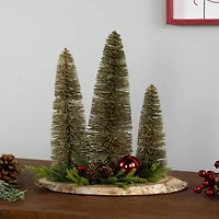 Trio of Bottle Brush Trees Christmas Decoration