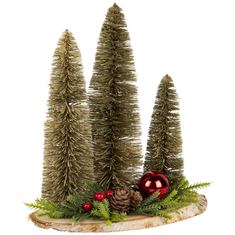 Trio of Bottle Brush Trees Christmas Decoration