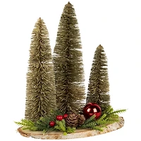 Trio of Bottle Brush Trees Christmas Decoration