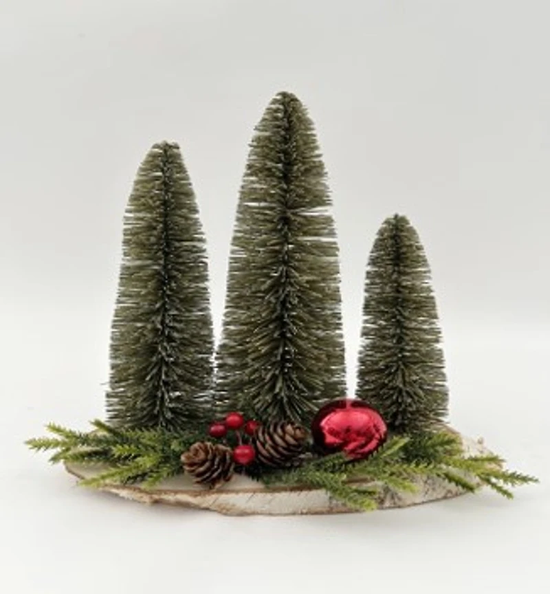 Trio of Bottle Brush Trees Christmas Decoration