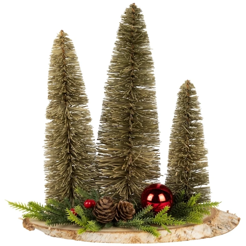 Trio of Bottle Brush Trees Christmas Decoration