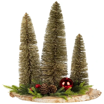 Trio of Bottle Brush Trees Christmas Decoration