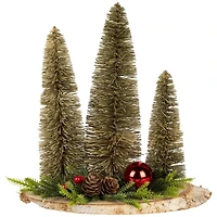 Trio of Bottle Brush Trees Christmas Decoration