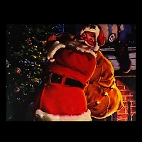 LED Santa with Gifts Canvas Art Print