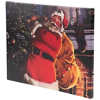 LED Santa with Gifts Canvas Art Print
