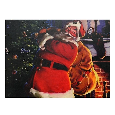 LED Santa with Gifts Canvas Art Print