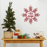 Merry and Bright Snowflake Wall Plaque