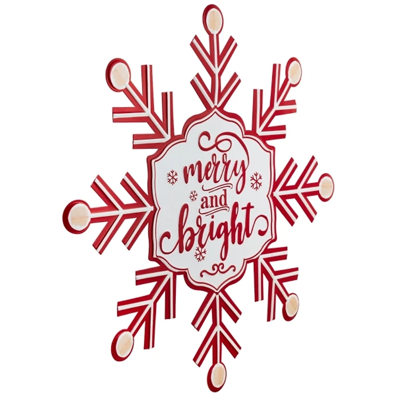 Merry and Bright Snowflake Wall Plaque