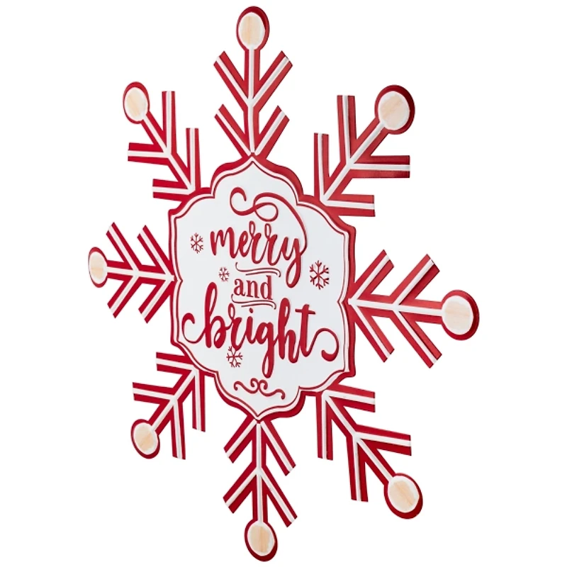 Merry and Bright Snowflake Wall Plaque