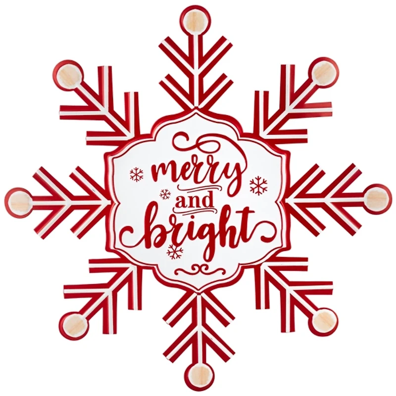 Merry and Bright Snowflake Wall Plaque