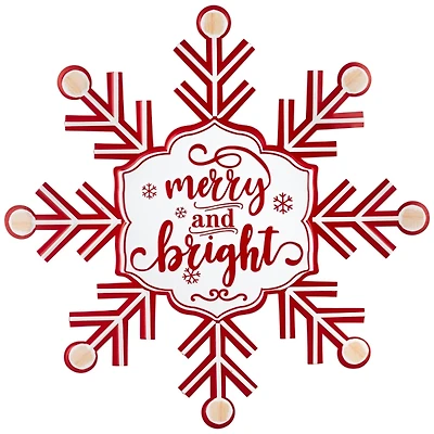 Merry and Bright Snowflake Wall Plaque
