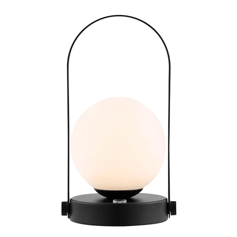 Black Metal Glass Globe Cordless Table Lamp