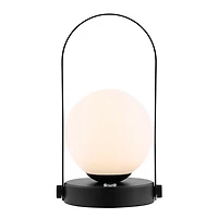 Black Metal Glass Globe Cordless Table Lamp