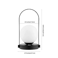 Black Metal Glass Globe Cordless Table Lamp