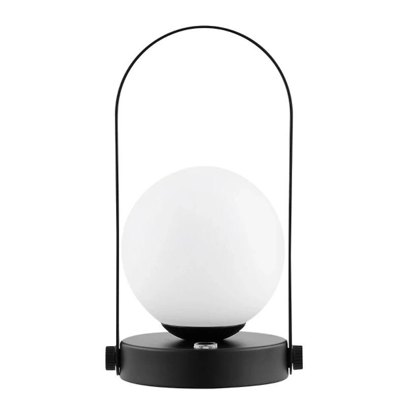 Black Metal Glass Globe Cordless Table Lamp