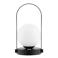 Black Metal Glass Globe Cordless Table Lamp