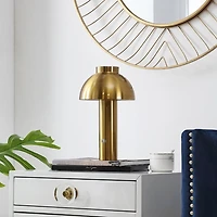 Brass Dome LED Cordless Table Lamp, 12 in.