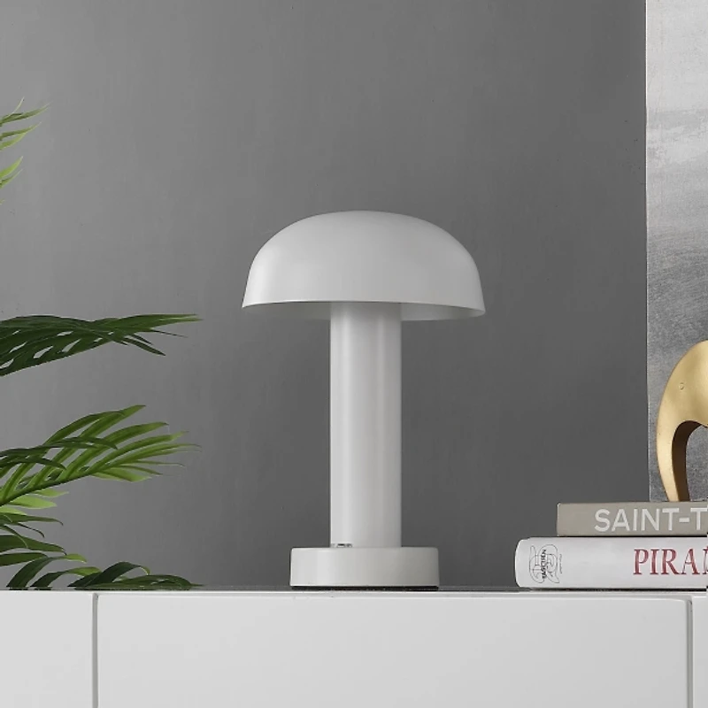 White Metal LED Cordless Touch Lamp, 10 in.